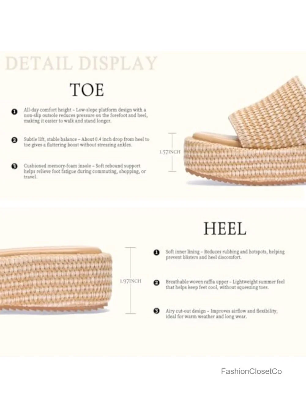 Raffia Espadrille Platform Sandals Women Woven Straw Flatform Slides